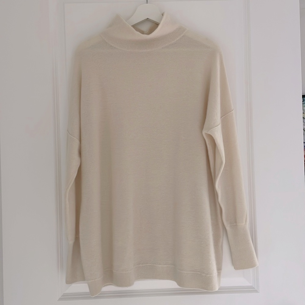 Free People Cream Cashmere Cowl Neck Sweater